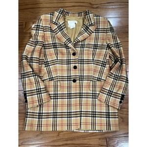 Escada Margaretha Ley Cashmere Coat Blazer Plaid Checked Vintage 80s